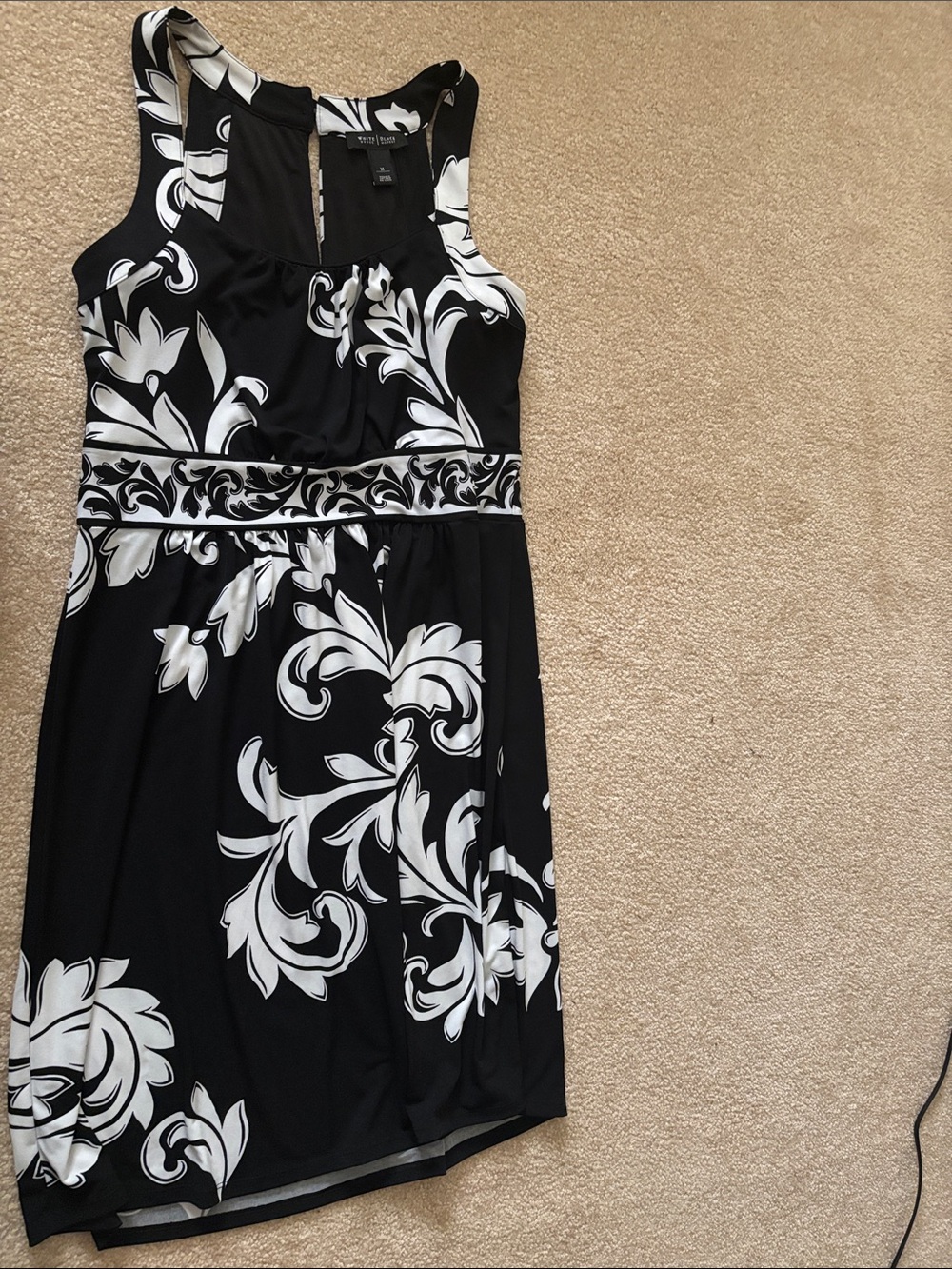 White House Black Market Black & White Floral Midi Dress